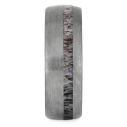 Deer Antler Men's Wedding Band In Brushed Titanium -Johan Jewelry Shop 4225 Antler 2