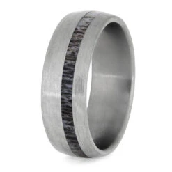 Deer Antler Men's Wedding Band In Brushed Titanium -Johan Jewelry Shop 4225 Antler 3