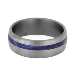 Blue Box Elder Wood Wedding Band With Brushed Titanium 12 Blue Box Elder Wood Wedding Band With Brushed Titanium -Johan Jewelry Shop 4233 Blue BEB 4