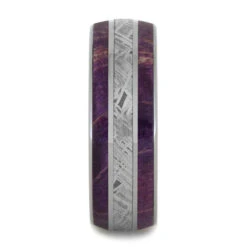 Purple Wood & Meteorite Men's Wedding Band -Johan Jewelry Shop 4242 Purple BEB 2