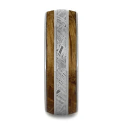 Whiskey Oak & Meteorite Men's Wedding Band -Johan Jewelry Shop 4245 Whiskey 2