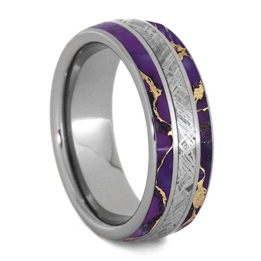 Lava Turquoise Ring With Meteorite And Polished Titanium 4 Lava Turquoise Ring With Meteorite And Polished Titanium - Image 2