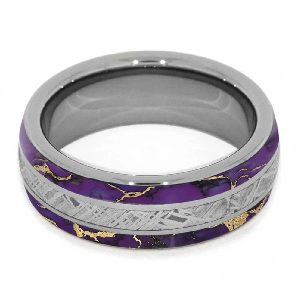 Lava Turquoise Ring With Meteorite And Polished Titanium 7 Lava Turquoise Ring With Meteorite And Polished Titanium - Image 5