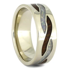 Opal & Wood Wedding Band With Twist Inlays