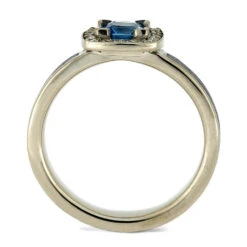 Blue Topaz Halo Engagement Ring -Johan Jewelry Shop 4296 3 E