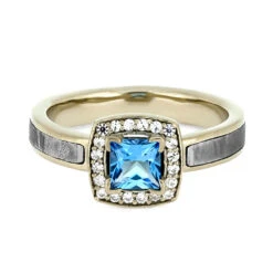 Blue Topaz Halo Engagement Ring -Johan Jewelry Shop 4296 4 E