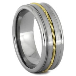 Guitar String Ring In Titanium With Brushed Finish 9 Guitar String Ring In Titanium With Brushed Finish -Johan Jewelry Shop 4309 E