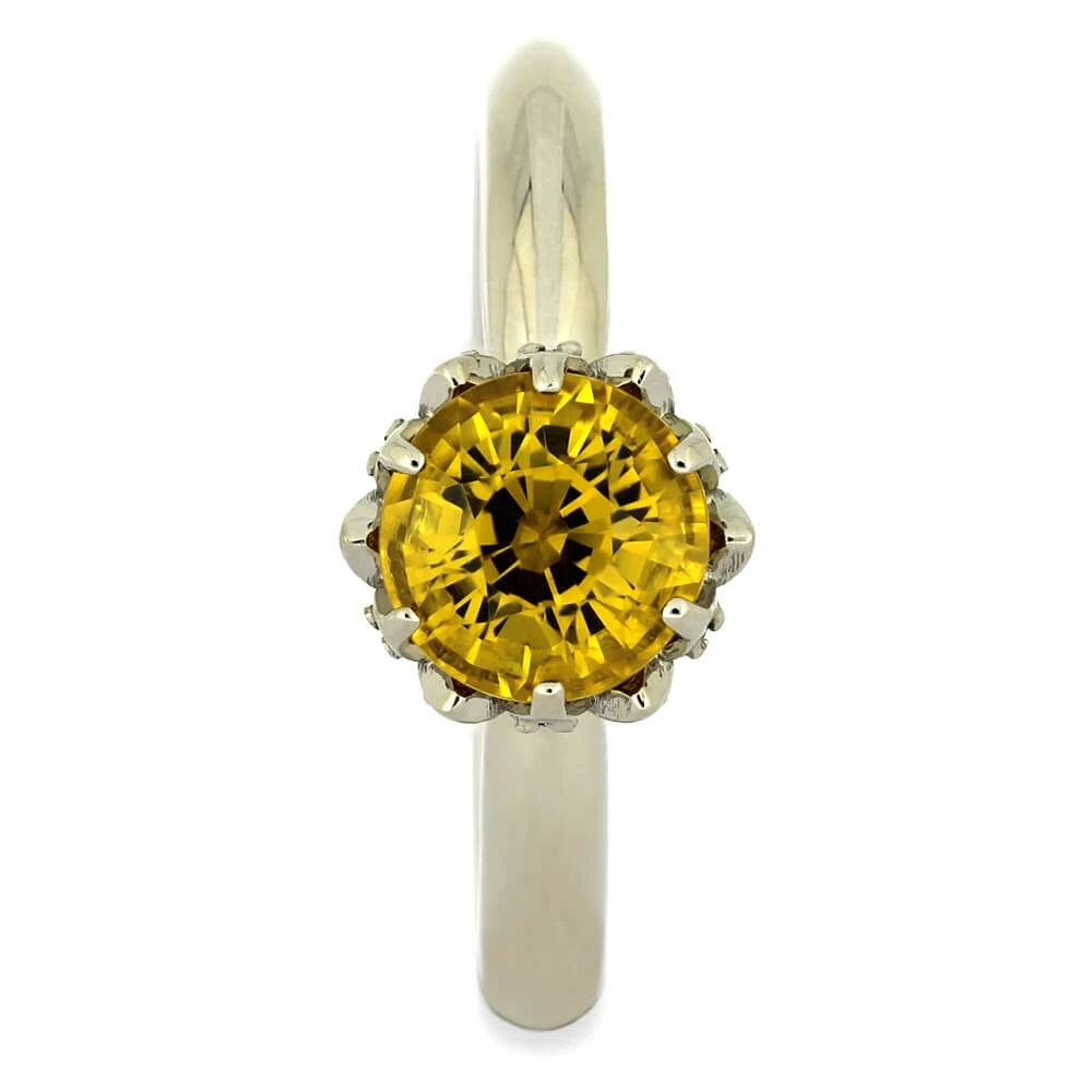 Yellow Sapphire Lotus Engagement Ring In White Gold 4 Yellow Sapphire Lotus Engagement Ring In White Gold - Image 2