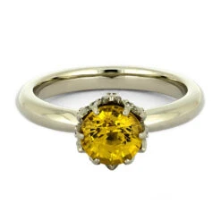 Yellow Sapphire Lotus Engagement Ring In White Gold 11 Yellow Sapphire Lotus Engagement Ring In White Gold -Johan Jewelry Shop 4322 4E