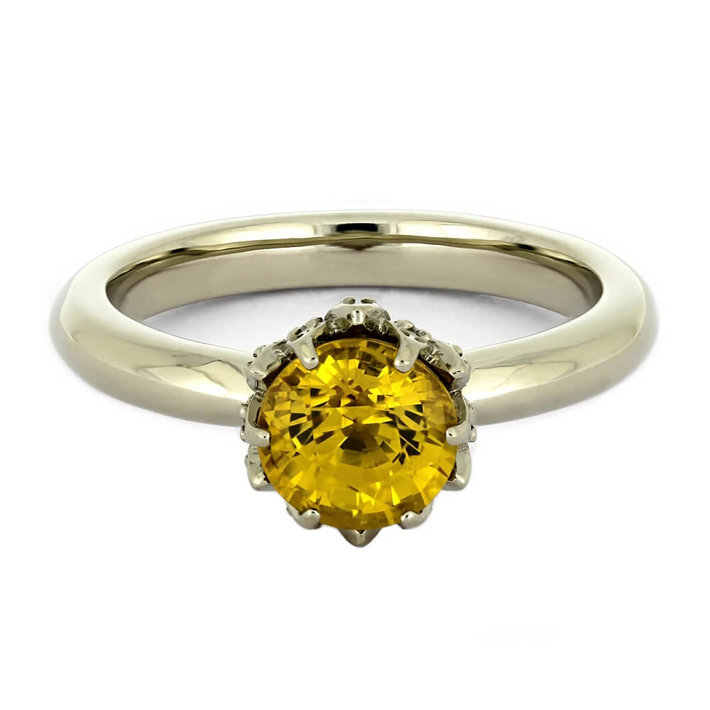Yellow Sapphire Lotus Engagement Ring In White Gold 7 Yellow Sapphire Lotus Engagement Ring In White Gold - Image 5