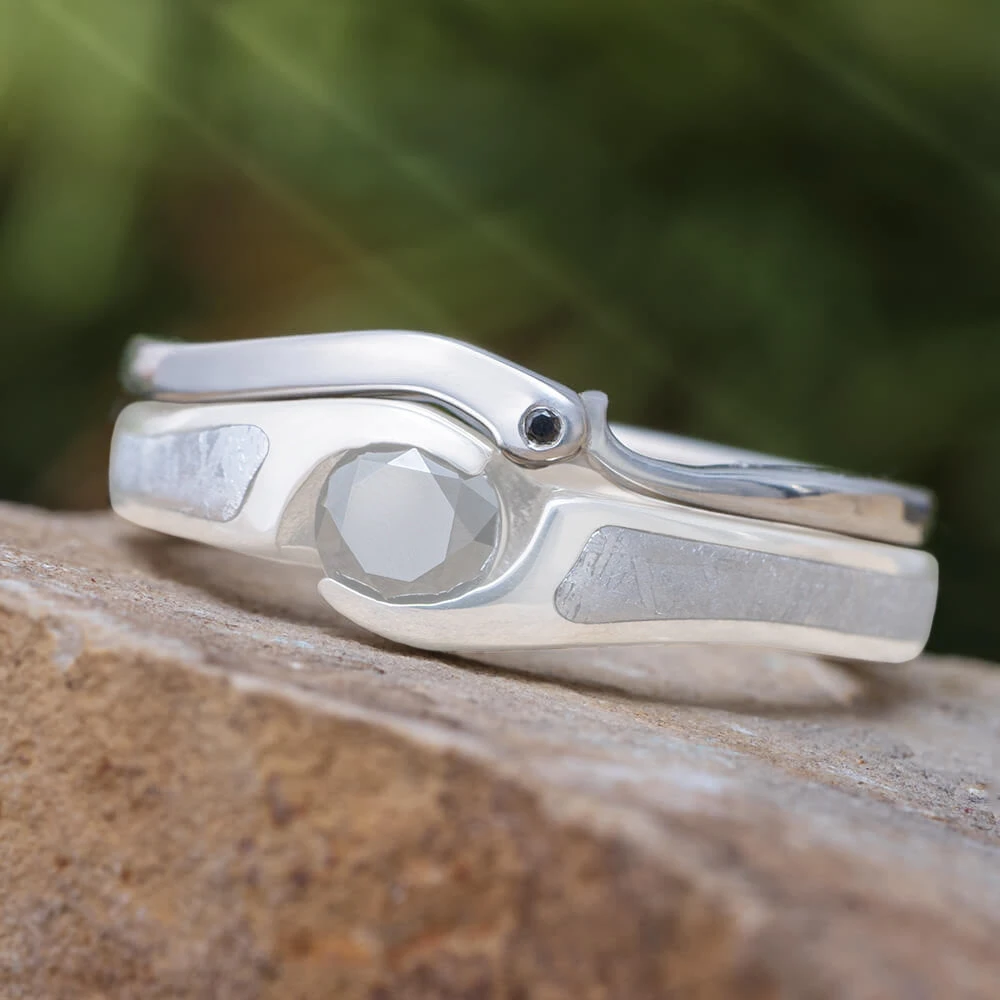 Custom Black Diamond Shadow Band In Sterling Silver 3 Custom Black Diamond Shadow Band In Sterling Silver