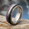 Meteorite Wedding Band With Purple Box Elder Burl Wood And Dinosaur Bone -Johan Jewelry Shop 4337newartcrushed