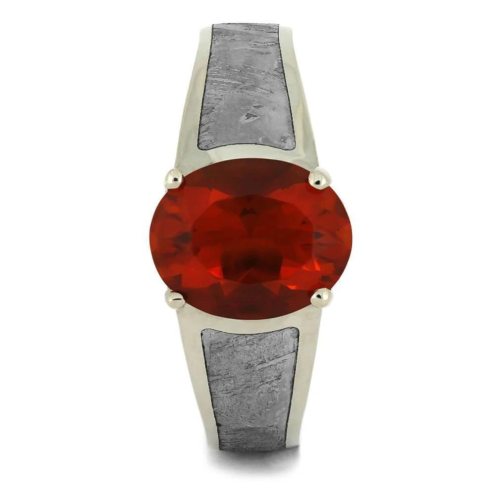 Fire Opal Engagement Ring With Meteorite 4 Fire Opal Engagement Ring With Meteorite - Image 2