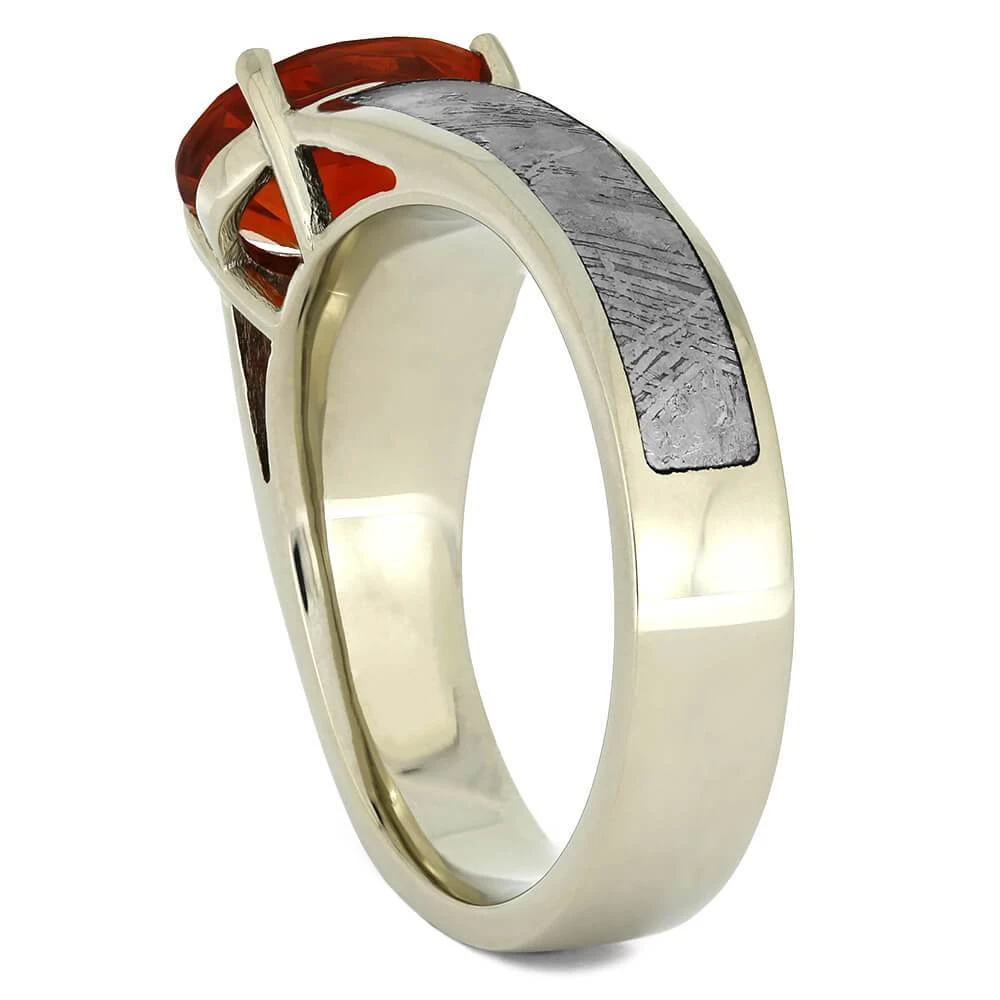 Fire Opal Engagement Ring With Meteorite 5 Fire Opal Engagement Ring With Meteorite - Image 3