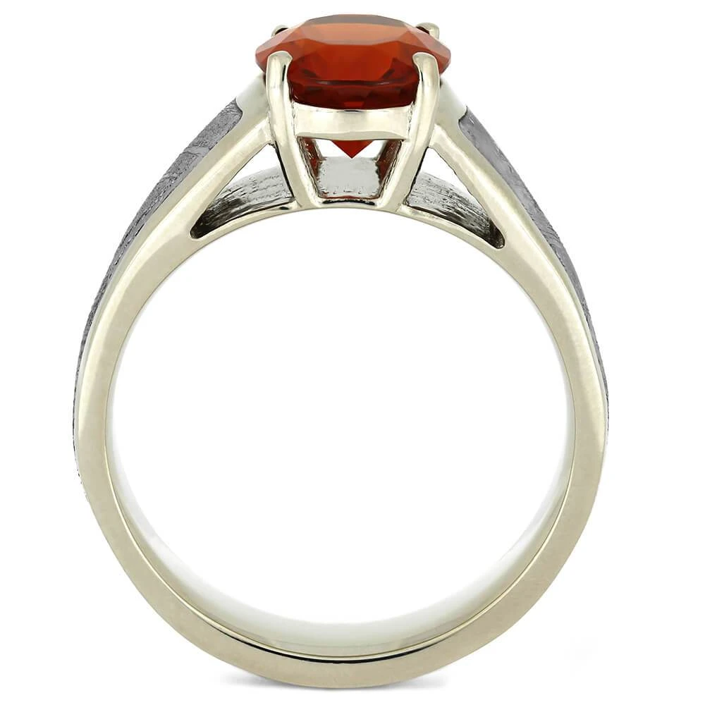 Fire Opal Engagement Ring With Meteorite 6 Fire Opal Engagement Ring With Meteorite - Image 4