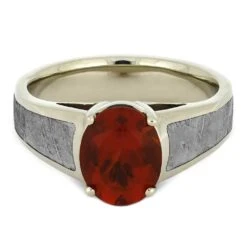 Fire Opal Engagement Ring With Meteorite 12 Fire Opal Engagement Ring With Meteorite -Johan Jewelry Shop 4338 4 E
