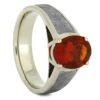 Fire Opal Engagement Ring With Meteorite -Johan Jewelry Shop 4338 E