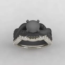 Custom Diamond Wedding Band, Mate To Twist Shank Ring -Johan Jewelry Shop 4340CAD WG