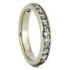 Diamond Half Eternity Wedding Band With Whiskey Barrel Wood -Johan Jewelry Shop 4350E