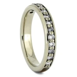 Diamond Half Eternity Wedding Band With Whiskey Barrel Wood