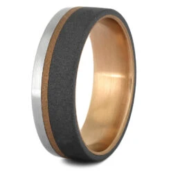 Solid Gold & Titanium Wedding Band, Mixed Metals Wedding Ring 10 Solid Gold & Titanium Wedding Band, Mixed Metals Wedding Ring -Johan Jewelry Shop 4359 2 E