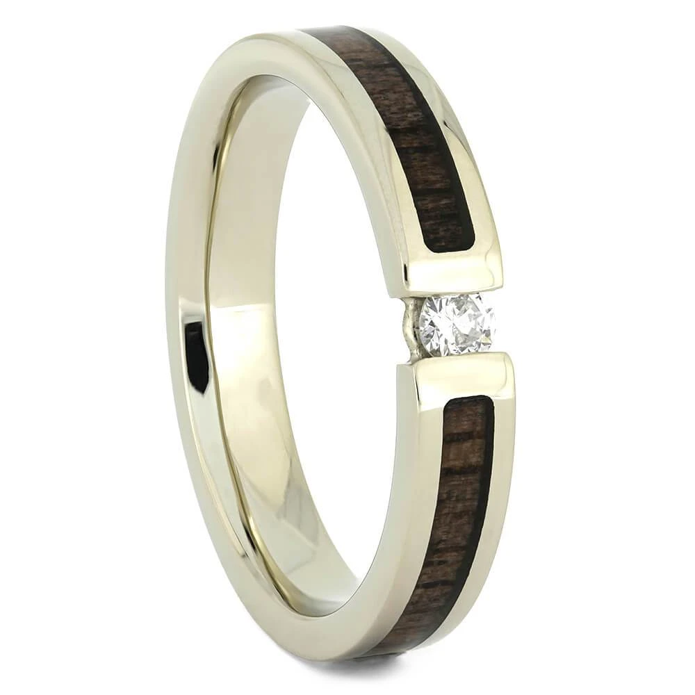 Diamond Engagement Ring With Walnut Wood Inlays 4 Diamond Engagement Ring With Walnut Wood Inlays - Image 2
