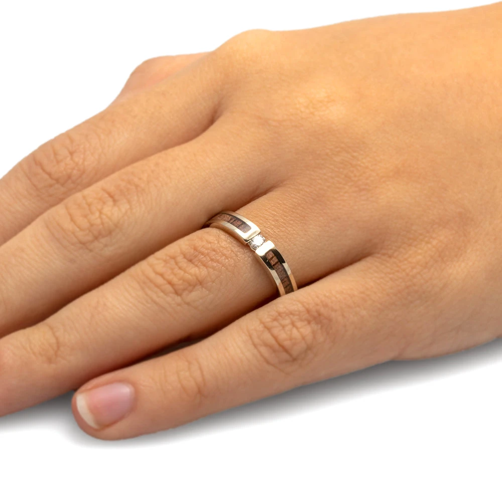 Diamond Engagement Ring With Walnut Wood Inlays 8 Diamond Engagement Ring With Walnut Wood Inlays - Image 6