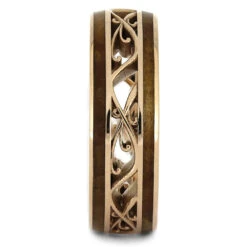 Filigree Wedding Band With Wood Inlays 10 Filigree Wedding Band With Wood Inlays -Johan Jewelry Shop 4373 1 E