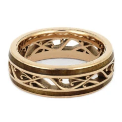 Filigree Wedding Band With Wood Inlays 12 Filigree Wedding Band With Wood Inlays -Johan Jewelry Shop 4373 3 E