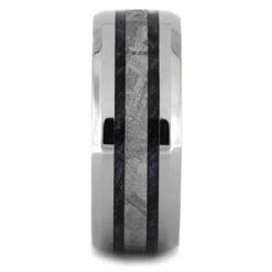 Men's Wedding Band With Gibeon Meteorite And Purple Box Elder Burl Wood -Johan Jewelry Shop 4375 1 E