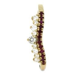 Polished Gold Shadow Band With Rubies And Moissanites -Johan Jewelry Shop 4378 1E