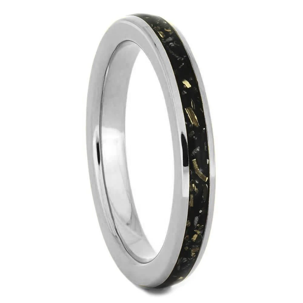 Black Stardust™ Wedding Band Set, His And Hers Meteorite Rings 6 Black Stardust™ Wedding Band Set, His And Hers Meteorite Rings - Image 4