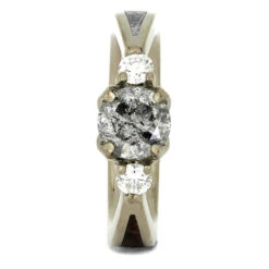 Salt & Pepper Diamond Engagement Ring With Dinosaur Bone & Meteorite 11 Salt & Pepper Diamond Engagement Ring With Dinosaur Bone & Meteorite -Johan Jewelry Shop 4414 1E