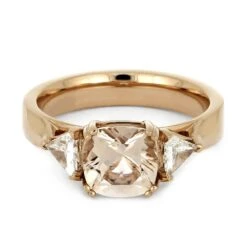 Cushion Cut Morganite Engagement Ring With Diamonds -Johan Jewelry Shop 4415 4E
