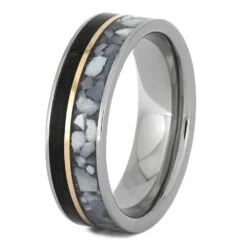 Dinosaur Bone Wedding Band With Mother Of Pearl And Gold 10 Dinosaur Bone Wedding Band With Mother Of Pearl And Gold -Johan Jewelry Shop 4422 2E