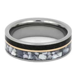 Dinosaur Bone Wedding Band With Mother Of Pearl And Gold 11 Dinosaur Bone Wedding Band With Mother Of Pearl And Gold -Johan Jewelry Shop 4422 3E