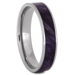 Matching Wedding Band Set With Purple Box Elder Burl Wood -Johan Jewelry Shop 4433E 22136d9e d389 445a 8f7a fec329dafb30