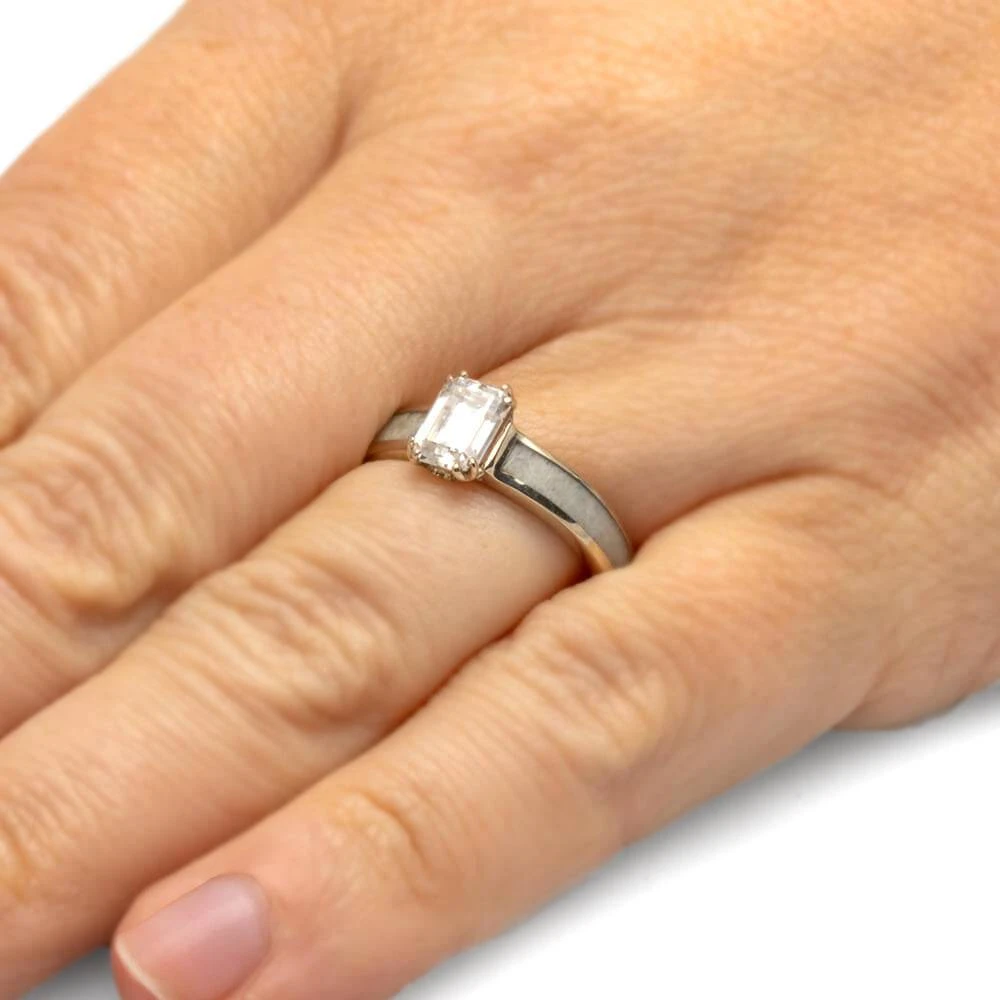 Antler Engagement Ring With Emerald Cut Moissanite 8 Antler Engagement Ring With Emerald Cut Moissanite - Image 6