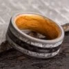 Meteorite Wedding Band With Carbon Fiber And Whiskey Oak -Johan Jewelry Shop 4445ArtCropped 5