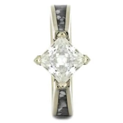 Princess Cut Moissanite Engagement Ring With Mother Of Pearl -Johan Jewelry Shop 4446 1E