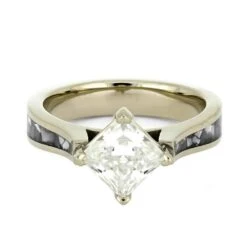 Princess Cut Moissanite Engagement Ring With Mother Of Pearl -Johan Jewelry Shop 4446 4E