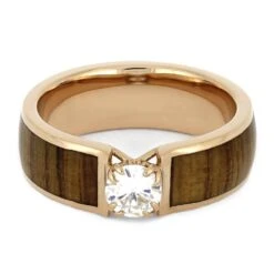 Antler Prong Engagement Ring With Rosewood Inlay -Johan Jewelry Shop 4452 4E