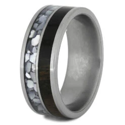 Mother Of Pearl Ring For Men With Ebony Wood -Johan Jewelry Shop 4463 2 E