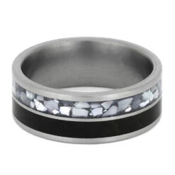 Mother Of Pearl Ring For Men With Ebony Wood -Johan Jewelry Shop 4463 3 E