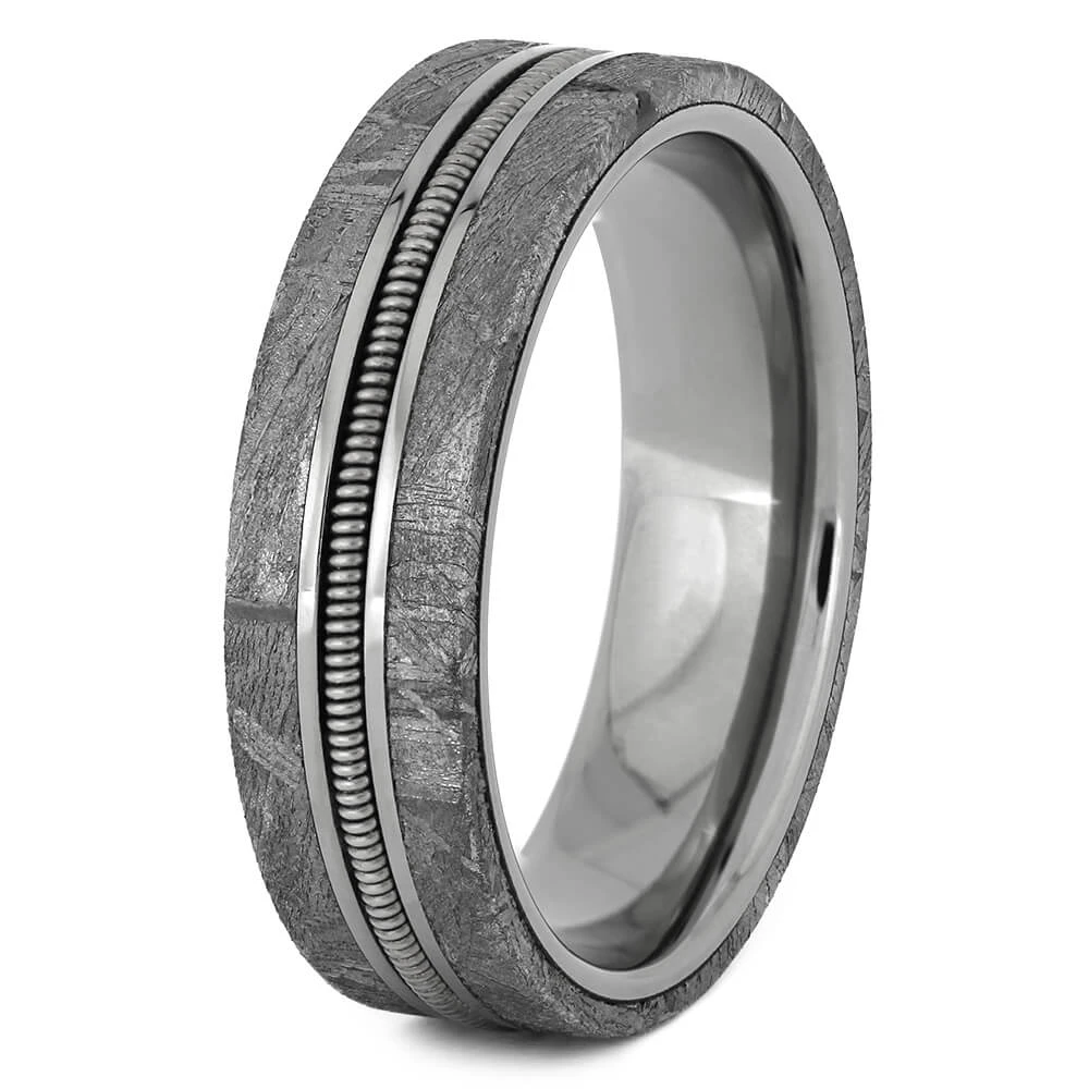 Guitar String Wedding Band In Gibeon Meteorite 6 Guitar String Wedding Band In Gibeon Meteorite - Image 4