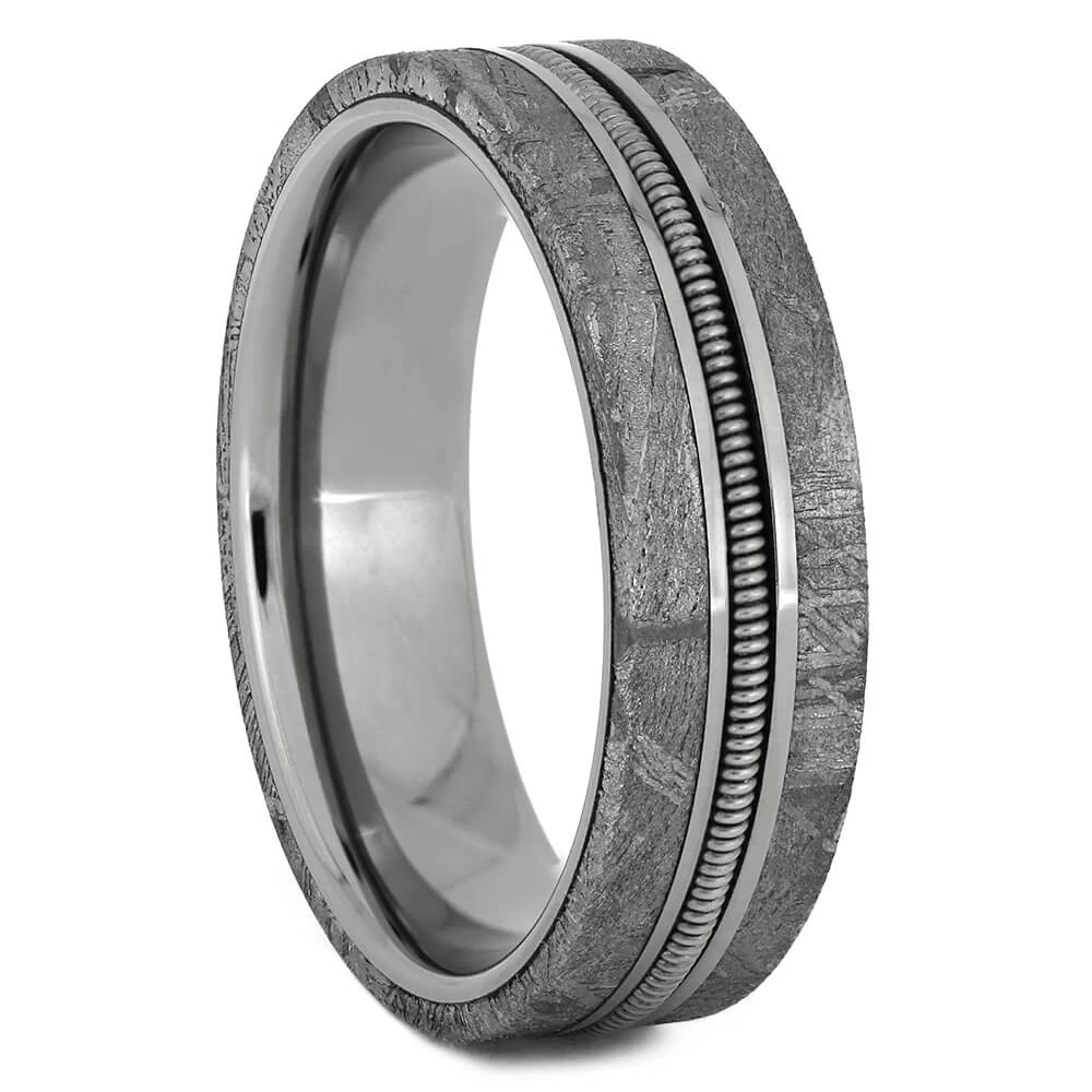 Guitar String Wedding Band In Gibeon Meteorite 4 Guitar String Wedding Band In Gibeon Meteorite - Image 2