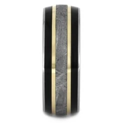 Ebony Wood Wedding Band With Gibeon Meteorite -Johan Jewelry Shop 4478 1E