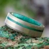 Solid Gold Men's Wedding Band With Green Wood 2 Solid Gold Men's Wedding Band With Green Wood -Johan Jewelry Shop 4482jbj 1