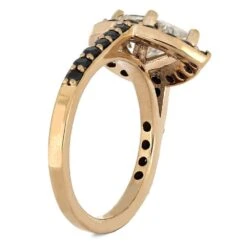 Pear Halo Engagement Ring With Black Diamonds -Johan Jewelry Shop 4486 2E