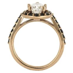 Pear Halo Engagement Ring With Black Diamonds -Johan Jewelry Shop 4486 3E